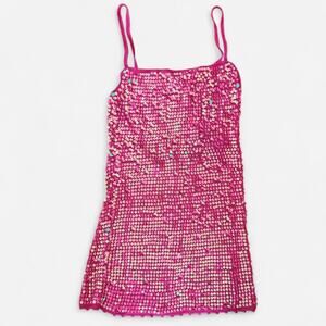 Retrofete pink sequin slip mini